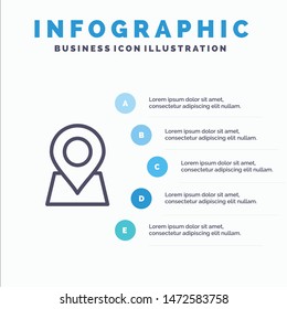 Location, Map, Marker, Pin Line icon with 5 steps presentation infographics Background