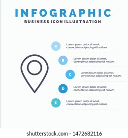 Location, Map, Marker, Pin Line icon with 5 steps presentation infographics Background