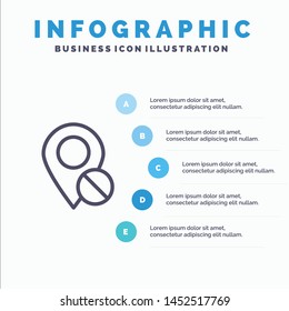 Location, Map, Marker, Pin, Medical Line icon with 5 steps presentation infographics Background