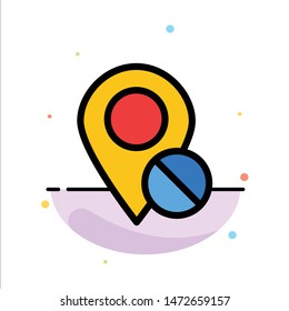 Location, Map, Marker, Pin, Medical Abstract Flat Color Icon Template