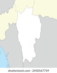 Mapa de Locación de Mizoram es un estado de la India con el estado y el país vecinos