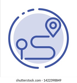 Location, Map, Navigation, Pin Blue Dotted Line Line Icon
