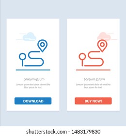 Location, Map, Navigation, Pin  Blue and Red Download and Buy Now web Widget Card Template