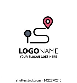 Location, Map, Navigation, Pin Business Logo Template. Flat Color