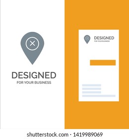 Location, Map, Navigation, Pin Grey Logo Design and Business Card Template