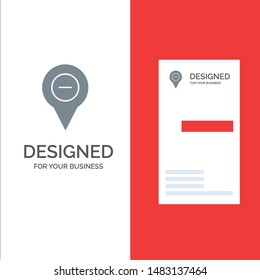 Location, Map, Navigation, Pin, minus Grey Logo Design and Business Card Template