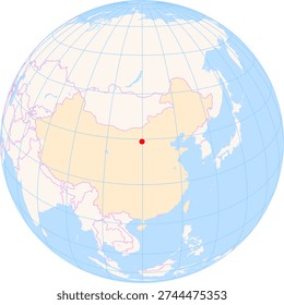 Location Map of Ordos Ejin Horo Int. Airport (Dongsheng, Inner Mongol, China). IATA-code: DSN. No labels at all.