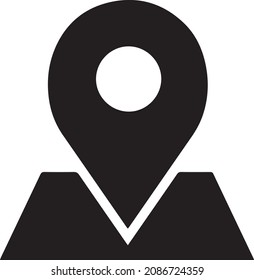 contorno de mapa de ubicación e icono relleno en estilo plano.