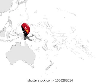 Location Map of  Papua New Guinea on map Oceania and Australia. 3d Papua New Guinea flag map marker location pin. High quality map of  Papua New Guinea.  EPS10.