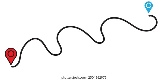 Location map path distance icon, one place to another location icon, pinpoint, map search, route, navigator icon isolated one transparent background, map pointer icon.