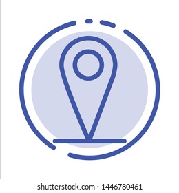 Location , Map, Pin Blue Dotted Line Line Icon