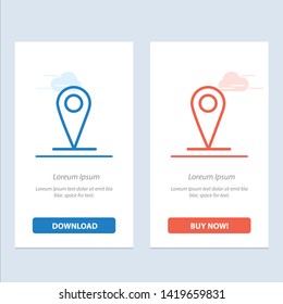 Location , Map, Pin  Blue and Red Download and Buy Now web Widget Card Template