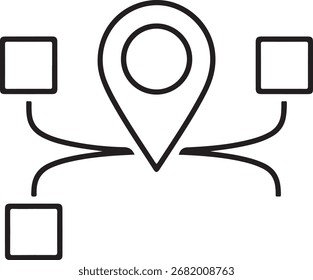 Locación Mapa Pin con cuadros conectados Icon navigation.