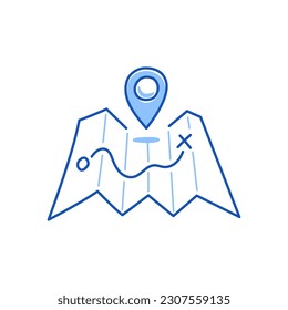 Location map pin gps doodle. Hand drawn sketch doodle style location map. Blue pen line stroke isolated element. Navigation, direction locator concept. Vector illustration.