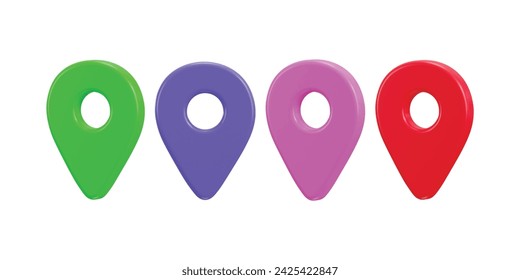 location map pin gps pointer markers 3d realistic icon set