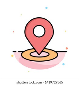 Location, Map, Pin, Hotel Abstract Flat Color Icon Template