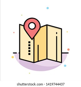 Location, Map, Pin, Hotel Abstract Flat Color Icon Template