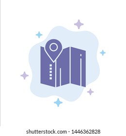Location, Map, Pin, Hotel Blue Icon on Abstract Cloud Background