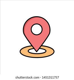 Location, Map, Pin, Hotel  Flat Color Icon. Vector icon banner Template