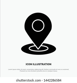 Location, Map, Pin, Hotel Solid Black Glyph Icon