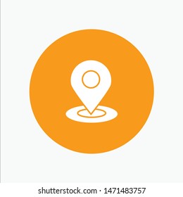 Location, Map, Pin, Hotel white glyph icon