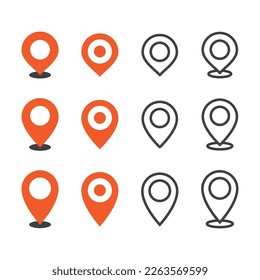 Location map pin icon isolated flat design vector illustration on white background.