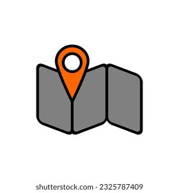 Location map pin icon in lineal color mode. Summer camp design element vector illustration in trendy style. Editable graphic resources for many purposes.