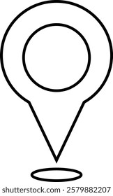 Location and map Pin icon. Map pointer pin sign black outline destination icon, isolated on transparent background. Solid location navigation. Address symbol vector illustration.