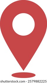 Location and map Pin icon. Map pointer pin sign red destination icon, isolated on transparent background. Solid location navigation. Address symbol vector illustration.