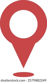 Location and map Pin icon. Map pointer pin sign red destination icon, isolated on transparent background. Solid location navigation. Address symbol vector illustration.