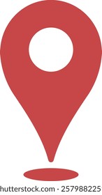 Location and map Pin icon. Map pointer pin sign red destination icon, isolated on transparent background. Solid location navigation. Address symbol vector illustration.