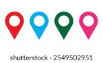Location or map pin icon set vector. Map pointer, Navigation marker. Location pointer set. Map marker pointer icon. GPS location symbol.