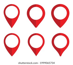 Location map pin icon set, Map pin markers, Location icon symbol, Global Positioning system sign, vector illustration