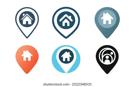 Location and Map Pin Icon Set Vector Design.
