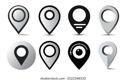 Location and Map Pin Icon Set Vector Design.

