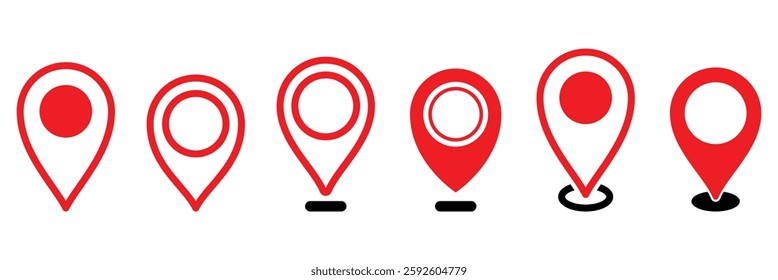 Location or map pin icon set. Location pointer. Map pin icon. Vector illustration. EPS 10