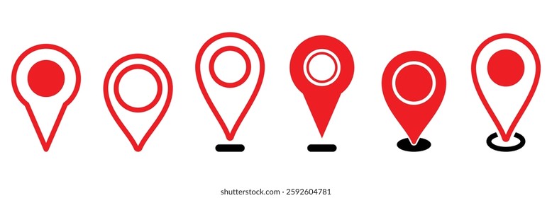 Location or map pin icon set. Location pointer. Map pin icon. Vector illustration. EPS 10