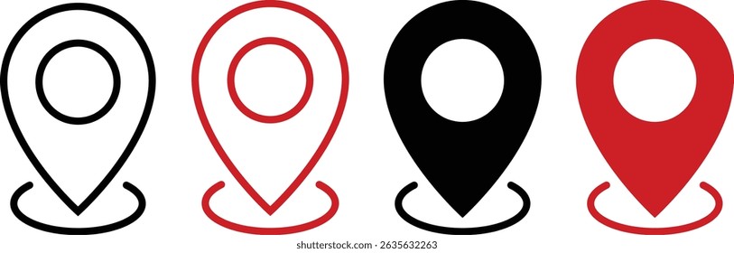 Location map Pin Icon set. position symbol. location and map pin. GPS and map pin icon