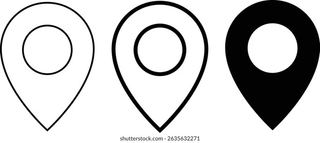 Location map Pin Icon set. position symbol. location and map pin. GPS and map pin icon