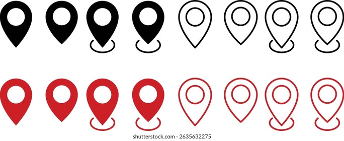 Location map Pin Icon set. position symbol. location and map pin. GPS and map pin icon