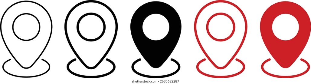 Location map Pin Icon set. position symbol. location and map pin. GPS and map pin icon