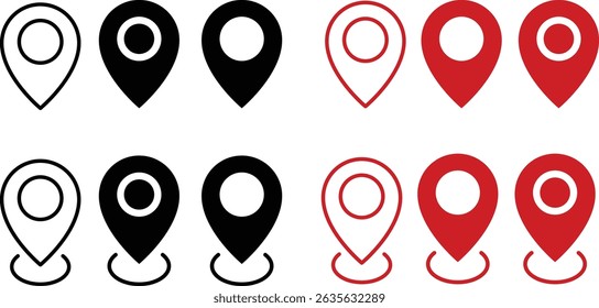 Location map Pin Icon set. position symbol. location and map pin. GPS and map pin icon