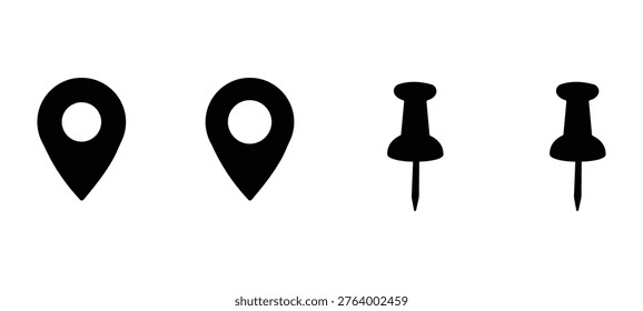 Location  Map Pin Icon Set  GPS, Place Marker, Navigation  Position Vector