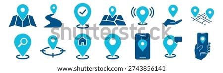 Location map pin icon set vector collection for navigation and geolocation on transparent background
