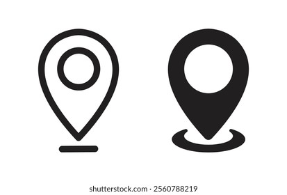 Location map pin icon sign set. Pinpoint. Map marker collection.  Location pin icon. Map pin place marker. Destination sign. Map marker pointer icon. GPS location symbol. Vector illustration.