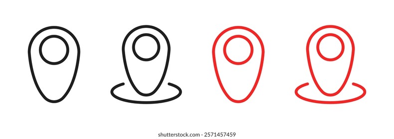 Location or map pin icon symbol set. Map pin line editable stoke. Vector illustration