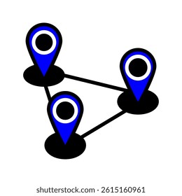 Location or map pin icon symbol. vector illustration three lane map icon