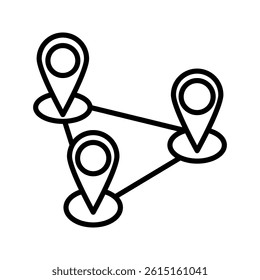 Location or map pin icon symbol. vector illustration three lane map icon