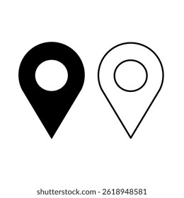 Location or map pin icon symbol. Location or map vector illustration black and white. isolated on white background.