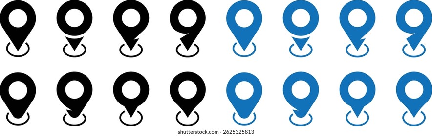 Location or map pin icon symbol. Address place icon symbol. Location icon collection. Map pin location sign icon vector illustration